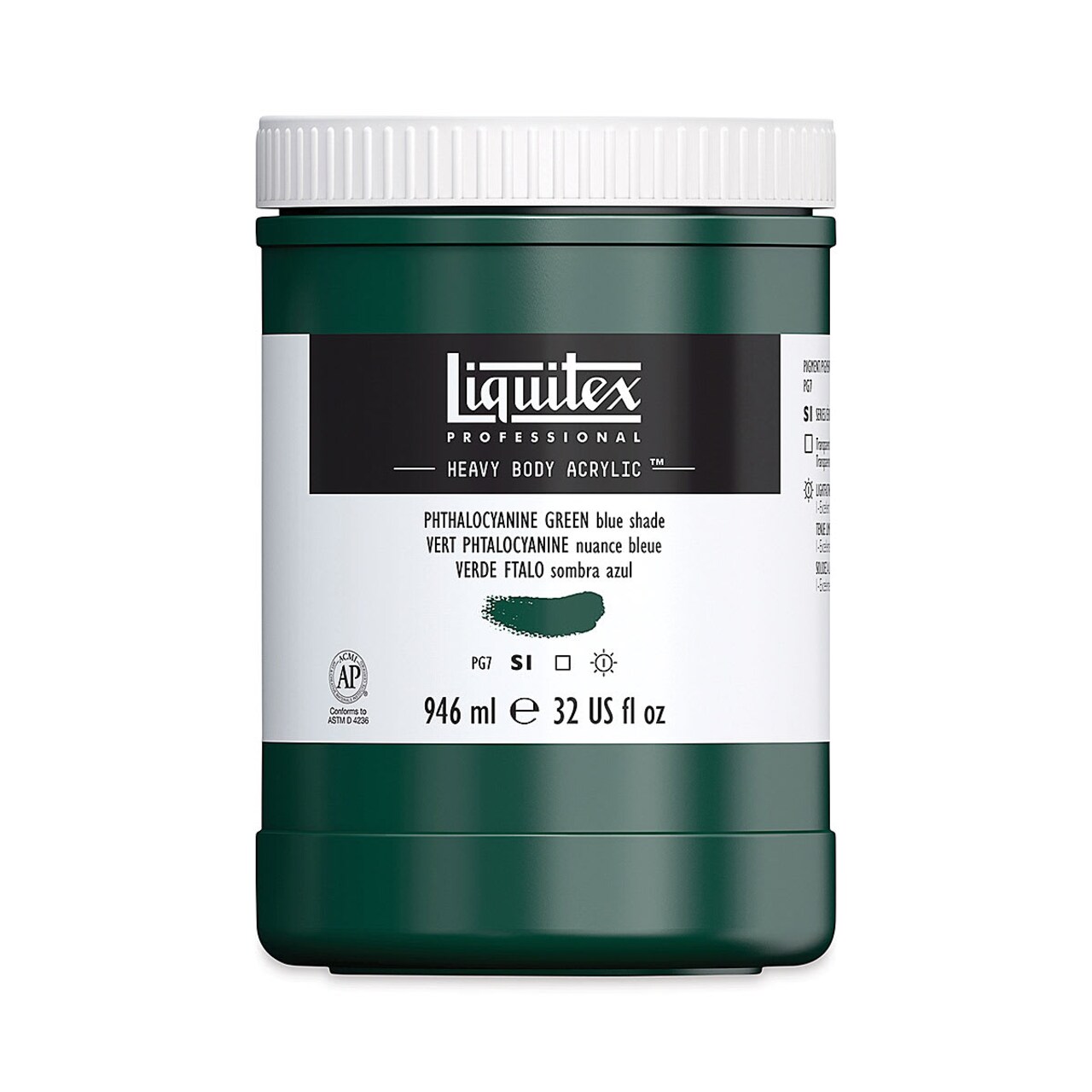 Liquitex Heavy Body Artist Acrylics - Phthalo Green (Blue Shade), 32 oz Jar